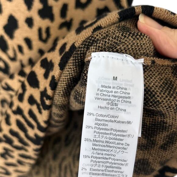 J. Crew Women's Mockneck Sweater Dress in Leopard Thick Merino Wool Size Medium - Picture 6 of 6